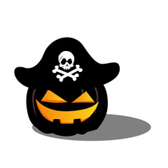 Art Illustration Design Concept Pumpkin Kawaii Halloween Doodle Mascot Wear Hat Character pirate