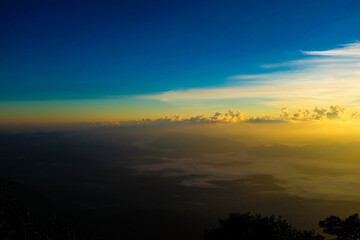 Fototapeta na wymiar Mountain sunset sky with cloud sun light nature landscape