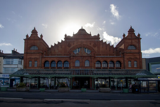 The entrance to the Winter Gardens on the sea front at Morecambe, Lancashire, UK