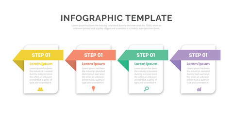 Infographic design template with icons and 4 options or steps. Can be used for process, presentations, layout, banner,info graph.