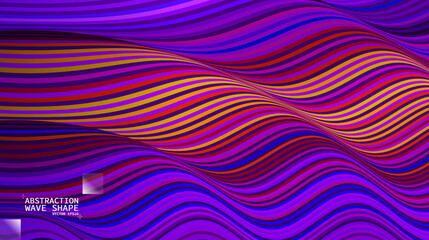 Vector color waves. Abstraction background. Perspective optical illusions. Multicolored stripes, 3D vector illustration.