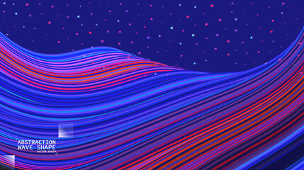 Vector color waves. Abstraction background. Perspective optical illusions. Multicolored stripes, 3D vector illustration.