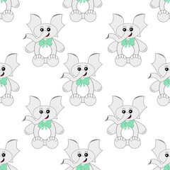 Seamless pattern with cute gray elephant on white background. National thai elephant day concept. Print for wallpaper for children room.