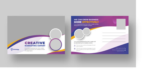 Corporate business or marketing agency postcard template