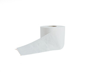 white Roll of toilet paper for household, clean Tissue, on white background, Space for text