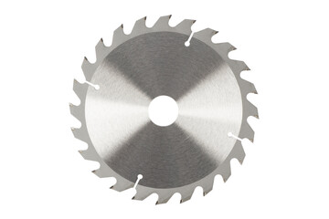 Circular saw blade tool isolated on white background. Metal circular power saw blade for wood isolated