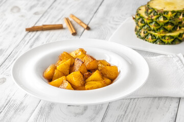 Slices of roasted pineapple