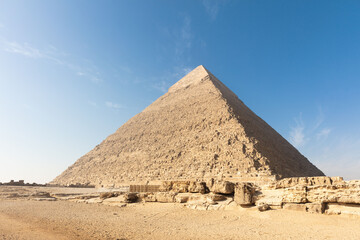 Fototapeta na wymiar The Giza pyramid from the backside, Egypt.