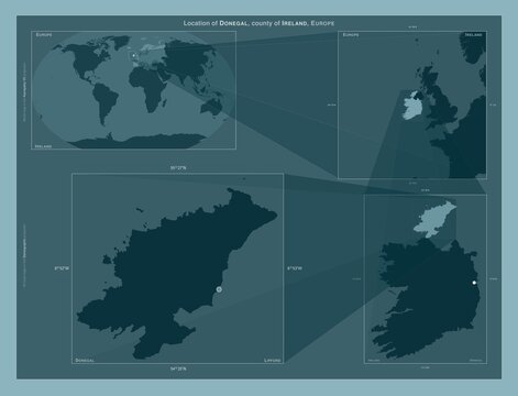 Donegal, Ireland. Described location diagram