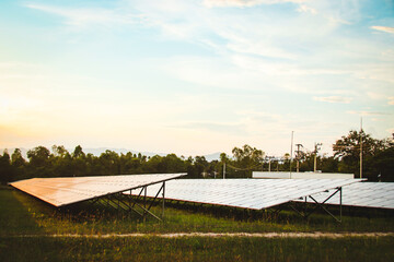 Fototapeta na wymiar Solar panels that produce clean energy to conserve the environment.