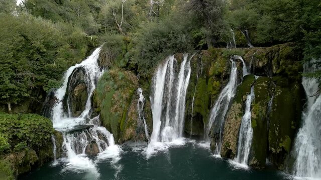 Waterfall in the mountains in Bosnia , Martin Brod drone