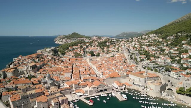 Dubrovnik cityscape in Summer from a drone, aerial footage