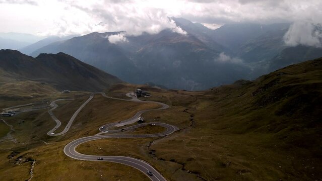 Spectacular road in the alps fom a drone. Gro&szlig;glockner, Austria