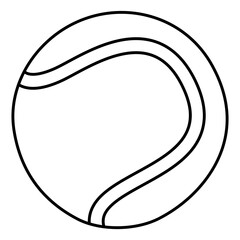 Tennis ball. Sport equipment line sketch. Hand drawn doodle outline icon. Black and white freehand fitness illustration