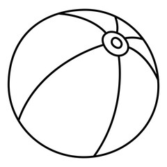 Beach ball. Sport equipment line sketch. Hand drawn doodle outline icon. Black and white freehand fitness illustration