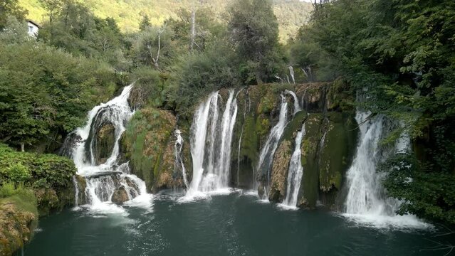Waterfall in the mountains in Bosnia , Martin Brod drone