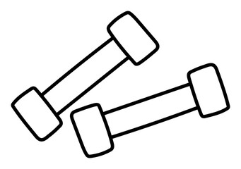 Dumbbells. Sport equipment line sketch. Hand drawn doodle outline icon. Black and white freehand fitness illustration