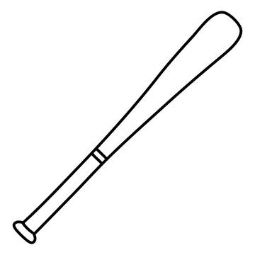 Baseball bat. Sport equipment line sketch. Hand drawn doodle outline icon. Black and white freehand fitness illustration