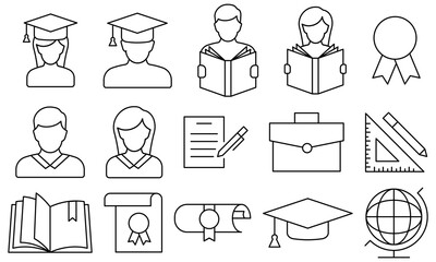 Education Thin Line Icons. Students line icons set. Vector illustration.