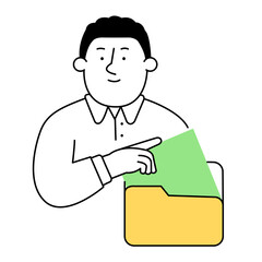 Hand drawn illustration of man with data folder