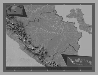 Sumatera Selatan, Indonesia. Bilevel. Major cities