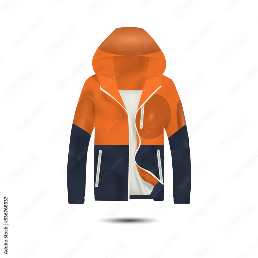 Sticker dark blue orange color jacket mockup vector illustration