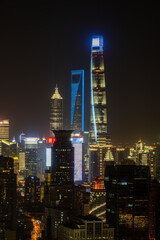 The night view of Shanghai, China.
