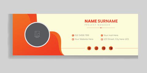 Professional Modern and Minimal business and corporate Email Signatures Template with personal social media cover photo design