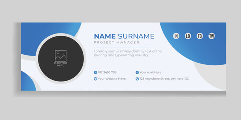 Professional Modern and Minimal business and corporate Email Signatures Template with personal social media cover photo design