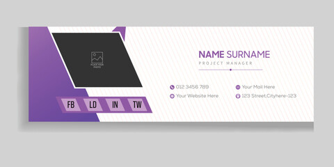 Professional Modern and Minimal business and corporate Email Signatures Template with personal social media cover photo design