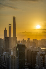 The morning cityscape in Shanghai, China.