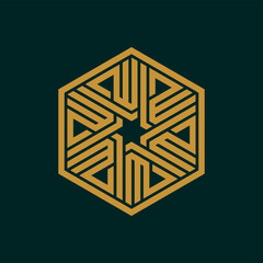 Arabic calligraphy of the name of God (Allah) in hexagon shape.
