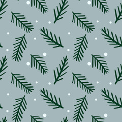 Winter pattern with fir branches and snow