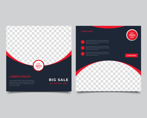 Set of Editable minimal square banner template. social media post sale template. Vector illustration