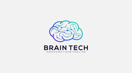 brain tech logo creative connect vector Design