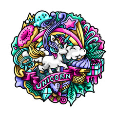 Unicorn Doodle Vector Design Illustrations