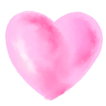 Watercolor of a pink heart, PNG