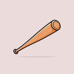 Baseball Stick Cartoon Vector Icon Illustration Sport Object Icon Concept Isolated Premium Vector. Flat Cartoon Style