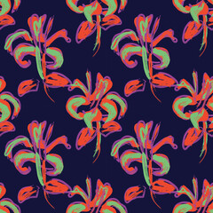 Floral Brush strokes Seamless Pattern Design