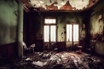 Fototapeta na wymiar abandoned building interior 