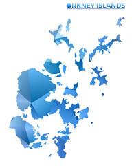 Obraz premium Vector polygonal Orkney Islands map. Vibrant geometric island in low poly style. Captivating illustration for your infographics.