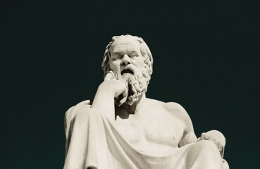 Statue of the ancient Greek philosopher Socrates  in Athens, Greece.