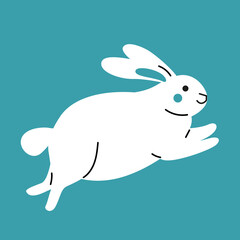 Illustration of cute cartoon white rabbit. Symbol of 2023 lunar new year