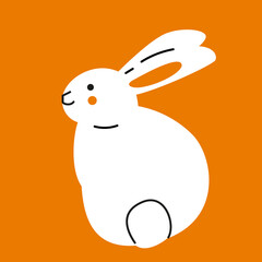 Illustration of cute cartoon white rabbit. Symbol of 2023 lunar new year
