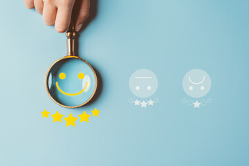Excellent rating User give rating feedback, Magnifier glass focus to Smiley face icon which is...