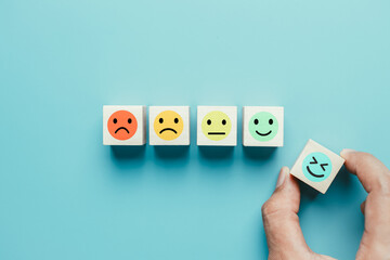 Smiley face mental health assessment positive. Thinking boost energy or fresh wellness emotion,...