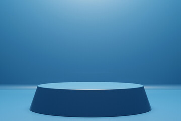3d illustration of a  blue     podium on monocrome  background. Empty pedestal for award ceremony