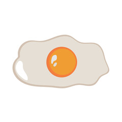 Fried egg isolated on white background. Fried egg flat flow