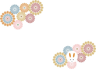 お正月のデザイン素材-和柄のテンプレート、卯年のフレーム