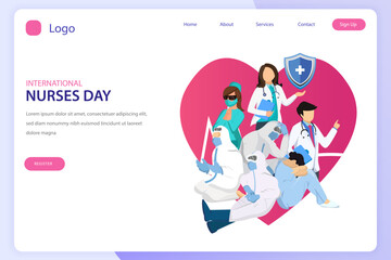 International Nurse Day landing page website flat vector template